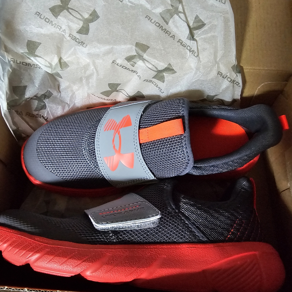Under Armour Kids' Black and Red Sneakers